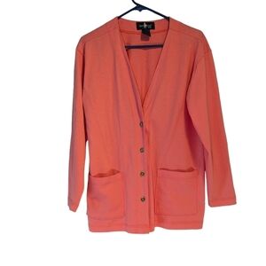 🧡 Petite 10 Jacket Blazer Cover Up peach coral orange cotton Hunt Club